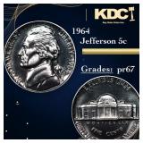 1964 Proof Jefferson Nickel 5c Grades GEM++ Proof