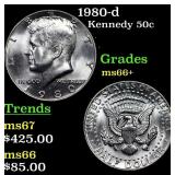 1980-d Kennedy Half Dollar 50c Grades GEM++ Unc