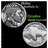Hobo Buffalo Nickel 5c Grades Hand Carved