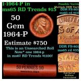 BU Shotgun Lincoln 1c roll, 1964-p 50 pcs Federal