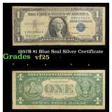 1957B $1 Blue Seal Silver Certificate Grades vf+