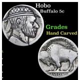 Hobo Buffalo Nickel 5c Grades Hand Carved