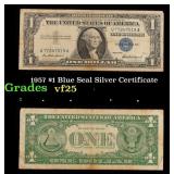 1957 $1 Blue Seal Silver Certificate Grades vf+