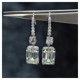 Moissanite Gemstone Drop Earrings - 925 Sterling S