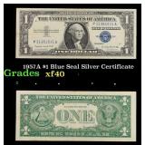 1957A $1 Blue Seal Silver Certificate Grades xf