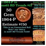 BU Shotgun Lincoln 1c roll, 1964-p 50 pcs Federal