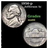 1956-p Jefferson Nickel 5c Grades GEM+ Unc