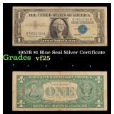 1957B $1 Blue Seal Silver Certificate Grades vf+
