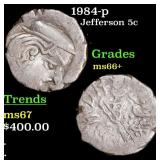 1984-p Jefferson Nickel 5c Grades GEM++ Unc