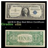 1957B $1 Blue Seal Silver Certificate Grades vf++