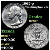 1965-p Washington Quarter 25c Grades GEM++ Unc