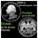 1990-s Proof Washington Quarter 25c Grades GEM++ P