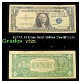 1957A $1 Blue Seal Silver Certificate Grades vf+