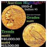 ***Major Highlight*** 1910-d Gold Indian Half Eagl