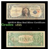 1957B $1 Blue Seal Silver Certificate Grades vf+