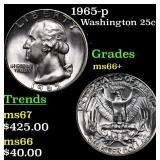 1965-p Washington Quarter 25c Grades GEM++ Unc