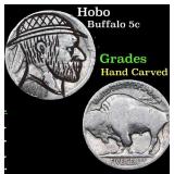 Hobo Buffalo Nickel 5c Grades Hand Carved
