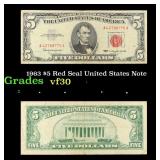1963 $5 Red Seal United States Note Grades vf++