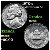 1970-s Jefferson Nickel 5c Grades GEM+ Unc