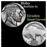 Hobo Buffalo Nickel 5c Grades Hand Carved