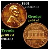 1961 Proof Lincoln Cent 1c Grades Gem++ Proof Red