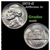 1972-d Jefferson Nickel 5c Grades GEM+ Unc