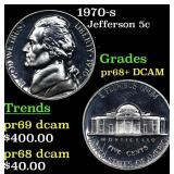 1970-s Proof Jefferson Nickel 5c Grades GEM++ Proo