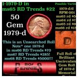 BU Shotgun Lincoln 1c roll, 1978-p 50 pcs Bank Wra