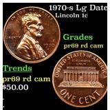 1970-s Lg Date Proof Lincoln Cent 1c Grades Gem++