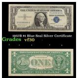 1957B $1 Blue Seal Silver Certificate Grades vf++