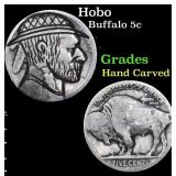 Hobo Buffalo Nickel 5c Grades Hand Carved