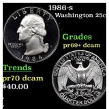 1986-s Proof Washington Quarter 25c Grades GEM++ P
