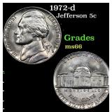 1972-d Jefferson Nickel 5c Grades GEM+ Unc