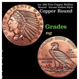 1oz .999 Fine Copper Bullion Round - Incuse Indian