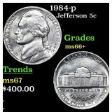 1984-p Jefferson Nickel 5c Grades GEM++ Unc