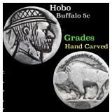 Hobo Buffalo Nickel 5c Grades Hand Carved