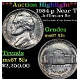 1984-p Jefferson Nickel Near Top Pop! 5c ms67 5fs
