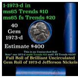 BU Shotgun Jefferson 5c roll, 1973-d 40 pcs Bell T