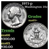 1971-p Washington Quarter 25c Grades GEM+ Unc