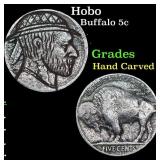 Hobo Buffalo Nickel 5c Grades Hand Carved