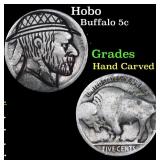 Hobo Buffalo Nickel 5c Grades Hand Carved