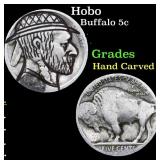 Hobo Buffalo Nickel 5c Grades Hand Carved