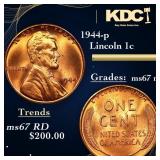 1944-p Lincoln Cent 1c Grades GEM++ Unc RD