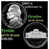 1997-s Proof Jefferson Nickel 5c Grades GEM++ Proo