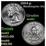 1994-p Washington Quarter 25c Grades GEM++ Unc
