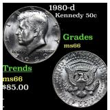 1980-d Kennedy Half Dollar 50c Grades GEM+ Unc