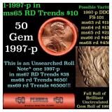 BU Shotgun Lincoln 1c roll, 1997-p 50 pcs Bank Wra