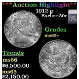 ***Major Highlight*** 1912-p Barber Half Dollars 5