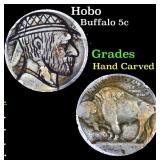 Hobo Buffalo Nickel 5c Grades Hand Carved