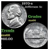 1970-s Jefferson Nickel 5c Grades GEM+ Unc
